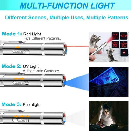 Cat Toys Laser Toy Infrared 5 Patterns 5 Hours of Use Lighting UV Searching for Cat Urine
