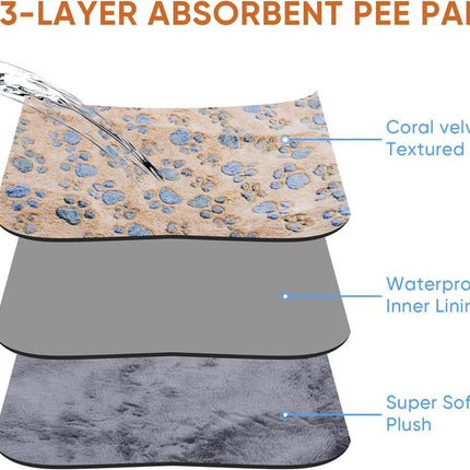 1 Pack 3 Waterproof Dog Blanket for Small Dogs, Washable Pet Blankets with Double -Sided Soft Warm Flannel Fleece, Reusable Puppy Pads for Dog Bed & Couch (M (30X20 Inch))