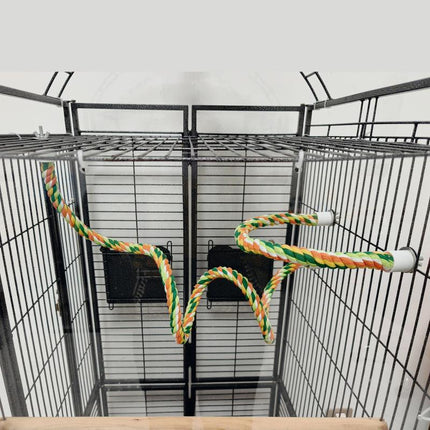 Dual-Length Parrot Climbing Rope Set- 40” & 14” Bendable Cotton Bird Toy with Two-Sides Screws, Chew-Proof & Cage-Mountable for Conures, Cockatiels, Lovebirds (Yellow/Orange/Green/White)
