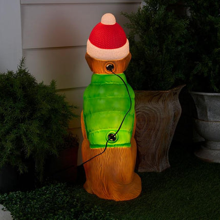 Bethlehem Lights 30" Illuminated Holiday Dog with Vest