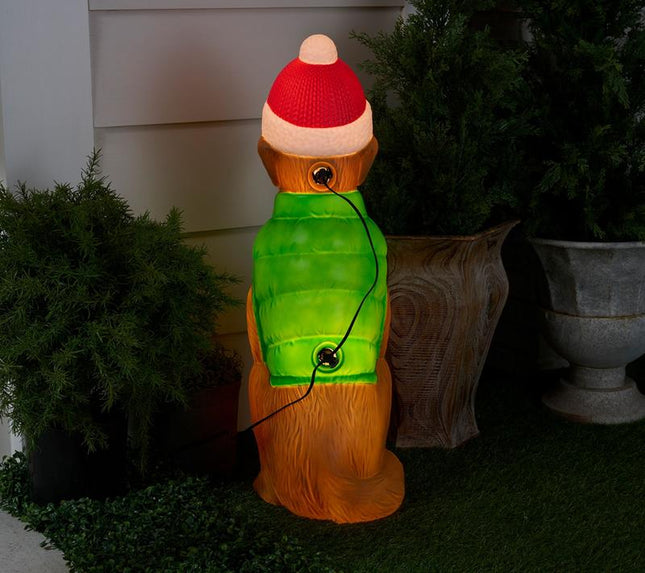 Bethlehem Lights 30" Illuminated Holiday Dog with Vest