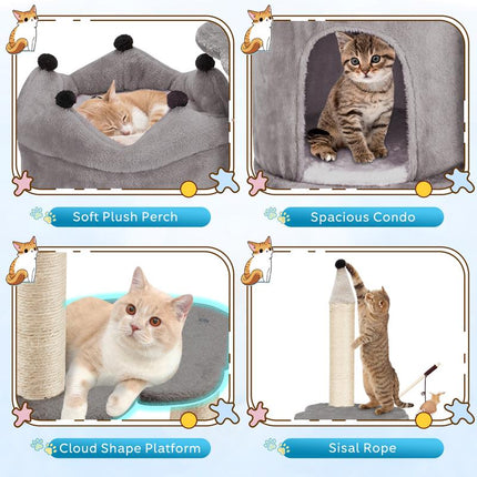 EROMMY 36 Inch Carpeted Cat Tower with Scratching Post & Toy