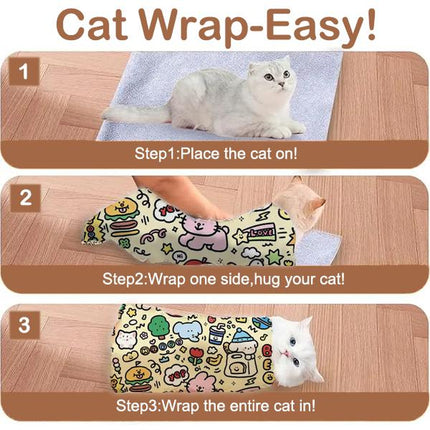 Reusable Cat Grooming Wrap – Washable Anti-Scratch Restraint Bag for Stress-Free Nail Clipping, Face Cleaning, Medication , Multifunctional Care& More| Also Great for Makeup or Camera Travel Storage
