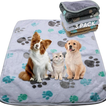 1 Pack 3 Waterproof Dog Blanket for Small Dogs, Washable Pet Blankets with Double -Sided Soft Warm Flannel Fleece, Reusable Puppy Pads for Dog Bed & Couch (M (30X20 Inch))