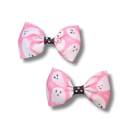 Mini Pink Double Bows - Halloween Bows for Dogs - Dog Hair Accessories