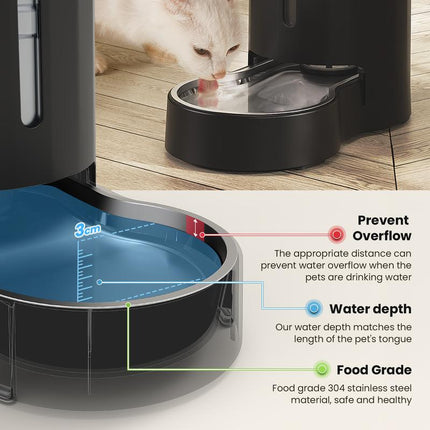 CZPET 7L Pet Water Dispenser for Cats & Dogs Stainless Steel Bowl Automatic Gravity Waterer Pat Feeding Cat Water Fountain