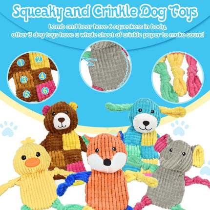 LECHONG 5Pcs Squeaky and Crinkle Dog Toys for Large, Medium, and Small Dogs - Puppy Toys to Keep Them Busy - Great Value Bundle