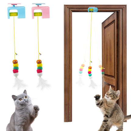SPOVEN Pet Stress Relief Toys for Cats,Rechargeable Interactive Hanging Door Cat Toy, Automatic Electric Flying Bird Cat Toy for Hunting Exercising Eliminating Boredom, for All Breeds