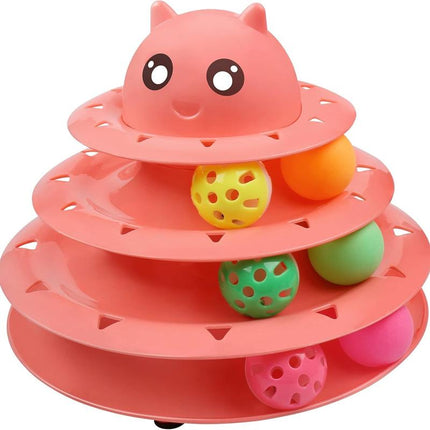 Cat Toy Roller 3-Level Turntable Cat Toys Balls with Six Colorful Balls Interactive Kitten Fun Mental Physical Exercise Puzzle Kitten Toys