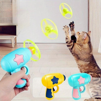15Pcs Cat Fetch Toy with Colorful Flying Propellers Set Cat Playing Interactive Cat Toys for Cat Kitten Chasing Exercise