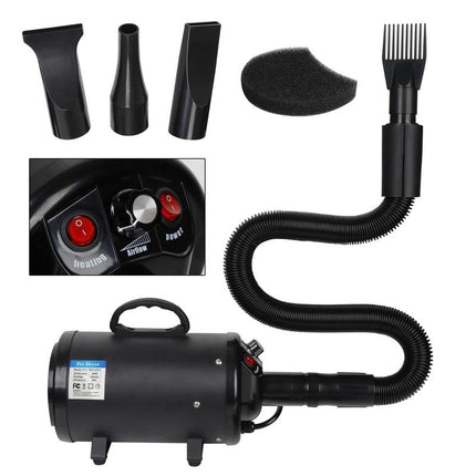 NOVA Dog Hair Dryer 2400W Professional Pet Grooming Dryer Adjustable Speed W/4 Nozzles