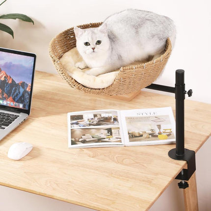 Cat Desk Bed, 360°Rotating & Adjustable Cat Bed for Desk, Desk Cat Nest Bed Max Load 50 Lbs, Soft Pet Bed with Pet Mat Indoor Cat Furniture for Office Desks, Game Tables