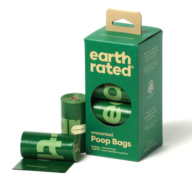 Earth Rated Lavender Scented Dog Poop Bags - 120 Count Leak-Proof Extra-Thick Refill Rolls for Big & Small Dogs - Eco-Friendly Recycled Plastic - Portable Poop Bag Dispenser Essential