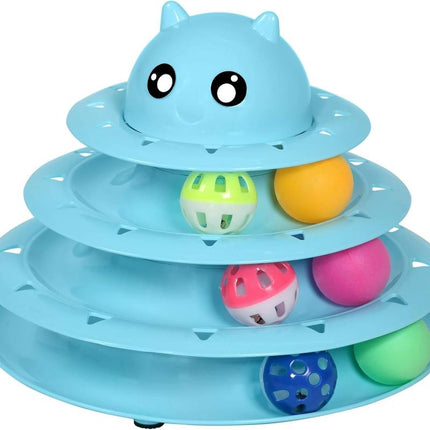 Cat Toy Roller 3-Level Turntable Cat Toys Balls with Six Colorful Balls Interactive Kitten Fun Mental Physical Exercise Puzzle Kitten Toys
