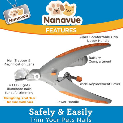 LED Light Pet Nail Clipper - 5X Magnification Trimmer for Cats & Dogs, Scissor Safe, Vets Recommended Grooming Tool with Super-Bright Leds for Precise Nail Trimming Petcare