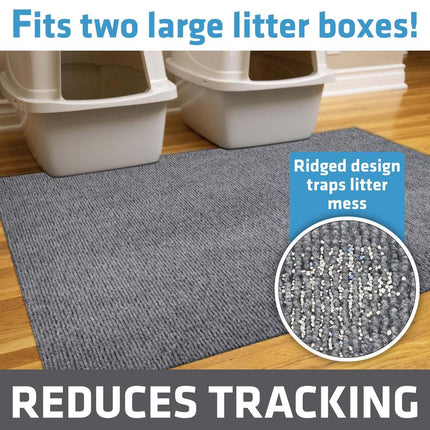 Drymate Premium Ridged Litter Trapping Mat (NEW & IMPROVED MATERIAL), Traps Litter Box Mess - Absorbent, Waterproof, Urine-Proof, Soft on Paws, Trimmable, Machine Washable (USA Made)
