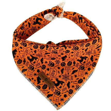 Lionet Paws Halloween Dog Bandana - Fashionable Soft Cotton Pumpkin Scarf for Small to Large Dogs