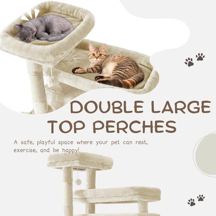 Purrfest 80 Inch Tall Cat Tree Tower for Indoor Cats/Large Cat Tree with Hammock, Scratching Posts & Perches/Big Multi-Level Cat Tower for Large Adult Cats