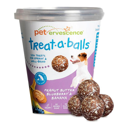 Peteverscence Treat-A-Balls Chewy & Soft Dog Treats Peanut Butter Blueberry Banana All Natural Non GMO Vegan Gluten Free Low Calorie for All Breeds Sizes Made in New Zealand