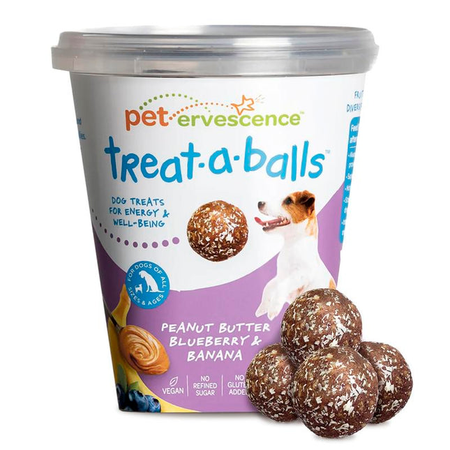 Peteverscence Treat-A-Balls Chewy & Soft Dog Treats Peanut Butter Blueberry Banana All Natural Non GMO Vegan Gluten Free Low Calorie for All Breeds Sizes Made in New Zealand