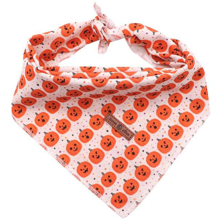 Lionet Paws Halloween Dog Bandana - Fashionable Soft Cotton Pumpkin Scarf for Small to Large Dogs