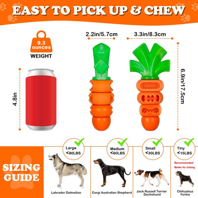 Apasiri Aggressive Chewers Dog Chew Toy for Large Breed Dogs - Indestructible Nylon Chew with Carrot & Leaf Design, Durable Dental Health for Teeth Cleaning & Mental Stimulation
