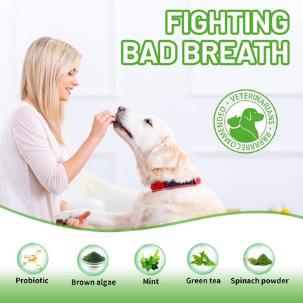 Probiotics Dental Powder for Dogs Pet Dental Cleaning Powder for Dogs & Cats – Removes Tartar & Stains, Freshens Breath, Natural Oral Care Toothpaste Alternative