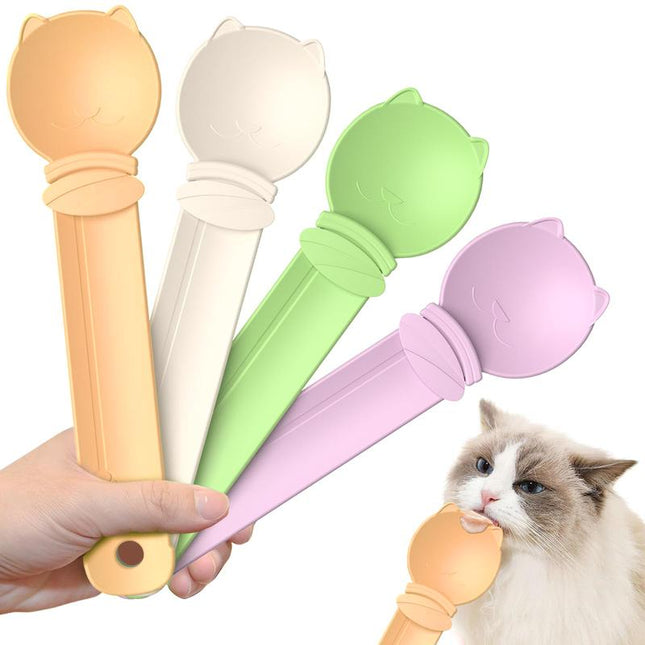 4 Pack Cat Strip Feeder Spoon Cat Wet Treats Dispense Spoon, Cat Stripe Squeeze Spoon, Pet Supplies Cat Food Spoon for Cat Liquid Snack Lickable Cat Feedingcat Bar Squeeze Spoon | | Multifunctional Lickable Wet Cat Treat Dispenser Spoon for Cats