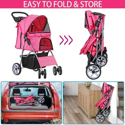 Segawe 4 Wheel Foldable Dog Pet Stroller - Pink