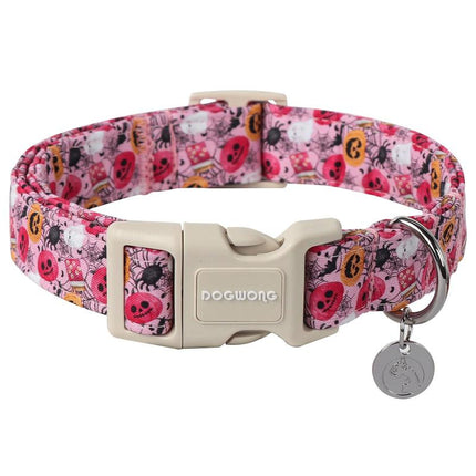 DOGWONG Adjustable Fall Pumpkin Dog Collar - Fashionable Soft Thanksgiving Pet Necklace for All Dog Sizes