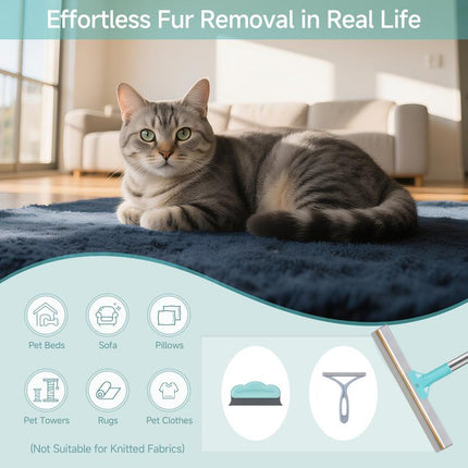 Carpet Rake for Pet Hair Removal(3 Pack), Dog Cat Fur Remover Scraper Broom, 52.7” Adjustable Cat Dog Carpet Rake, Hair Removal Rake, Lint Remover Cleaner Toolsfor Rugs, Mats, Couch, Furniture