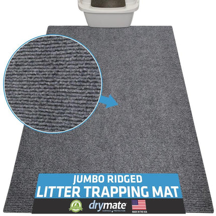 Drymate Premium Ridged Litter Trapping Mat (NEW & IMPROVED MATERIAL), Traps Litter Box Mess - Absorbent, Waterproof, Urine-Proof, Soft on Paws, Trimmable, Machine Washable (USA Made)