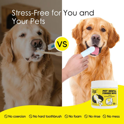 Vet-Approved Pet Dental Wipes | Gentle, Natural & Allergy-Free for Dogs & Cats, Fresh Breath Fast + Plaque & Tartar Gone! (60Ct) | Furry Haha for Pets Supplies Grooming Cleaner Cleaning