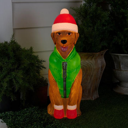 Bethlehem Lights 30" Illuminated Holiday Dog with Vest