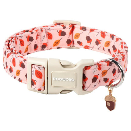 DOGWONG Adjustable Fall Pumpkin Dog Collar - Fashionable Soft Thanksgiving Pet Necklace for All Dog Sizes