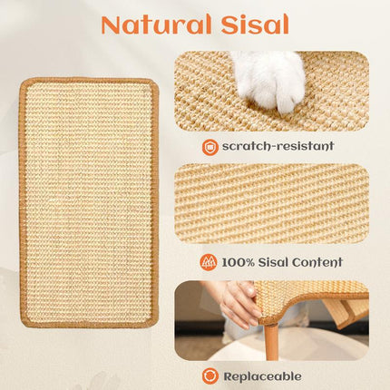 Extra Large Sisal Cat Scratching Bed, Nartural Sisal Wear-Resisitant Cat Scratcher, Cat Paw Pad for Large Cats, Cat Scratching Board Protects Cat from Scratching, Wooden Cat Home Furniture