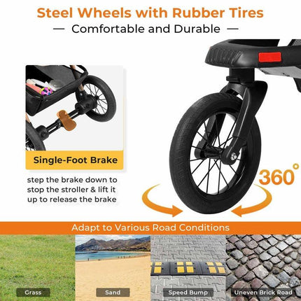 Sikaic Pet Stroller One-Click Folding Frame Traveling Strolling Cart Khaki Carrier