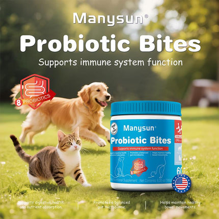 Probiotics for Dogs&Cats,Digestive Enzymes for Gut Flora, Digestive Health, Diarrhea & Bowel Support,Dog&Cat Supplement Soft Chew for Pet Immune System