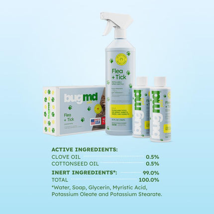 Bugmd Flea & Tick Concentrate (3.7 Oz, 2-Pack) – Plant-Based Formula for Pet Areas, Safe for Use around Dogs