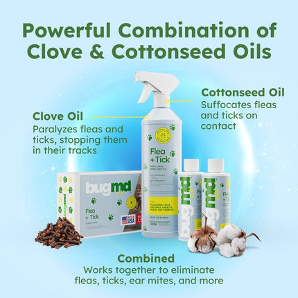 Bugmd Flea & Tick Concentrate (3.7 Oz, 2-Pack) – Plant-Based Formula for Pet Areas, Safe for Use around Dogs