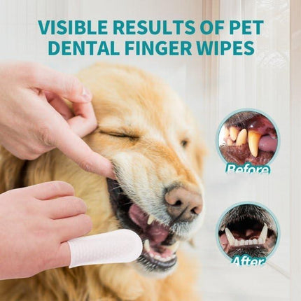 Pet Dental Cleaning Finger Wipes for Dogs & Cats - 50 Pcs, Safe Formula with Tea Polyphenol, Unscented, Fresh Breath, Oral Care Wipes Grooming Cleaner Toothbrush