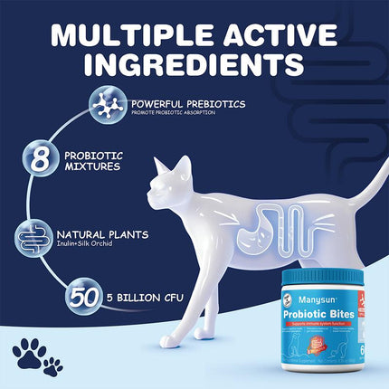 Probiotics for Dogs&Cats,Digestive Enzymes for Gut Flora, Digestive Health, Diarrhea & Bowel Support,Dog&Cat Supplement Soft Chew for Pet Immune System