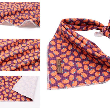 Lionet Paws Halloween Dog Bandana - Fashionable Soft Cotton Pumpkin Scarf for Small to Large Dogs