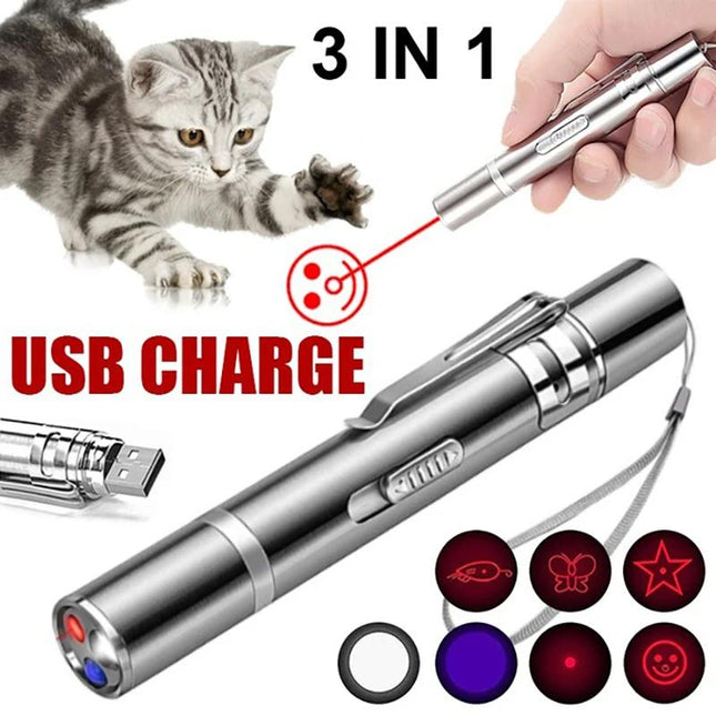 Cat Toys Laser Toy Infrared 5 Patterns 5 Hours of Use Lighting UV Searching for Cat Urine