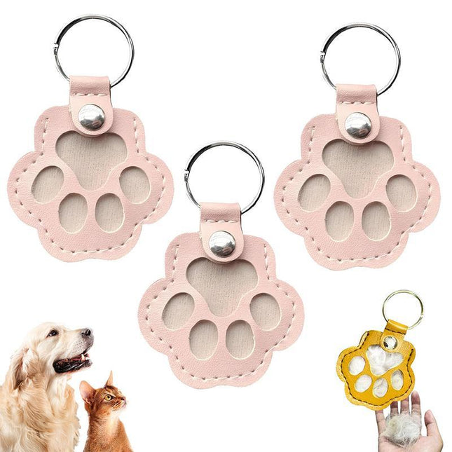 SUNV Pet Keepsake Cat and Dog Hair Keychain Creative Pet Cat and Dog Hair Decoration for Pet Owners to Collect and Commemorate-Portable PU Leather Tag for Dly Cat/Dog Paw Print & Hair Cute Pets Fur Memory Charm-Paw-Shaped Charm for Collecting Pet Fur Love