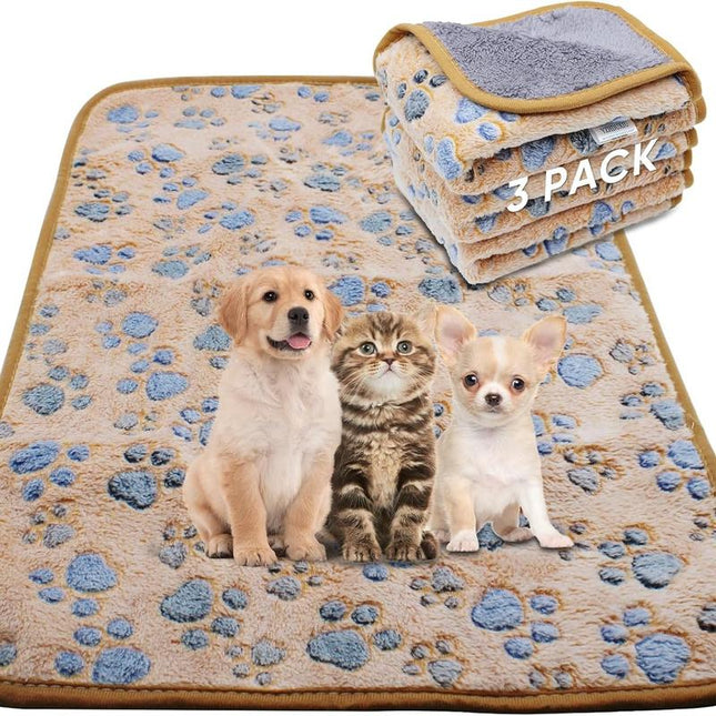1 Pack 3 Waterproof Dog Blanket for Small Dogs, Washable Pet Blankets with Double -Sided Soft Warm Flannel Fleece, Reusable Puppy Pads for Dog Bed & Couch (M (30X20 Inch))