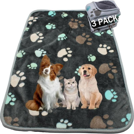 1 Pack 3 Waterproof Dog Blanket for Small Dogs, Washable Pet Blankets with Double -Sided Soft Warm Flannel Fleece, Reusable Puppy Pads for Dog Bed & Couch (M (30X20 Inch))