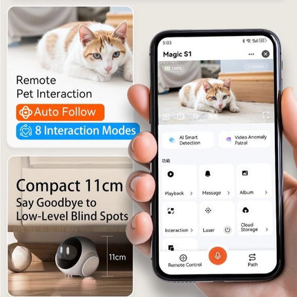 Pawpal Orbit: Smart Self-Charging Pet Camera with 1080P HD, Phone Control, Laser Fun & Voice Chat for Remote Play with Cats and Dogs Pet Cam with Night Vision Indoor Movable