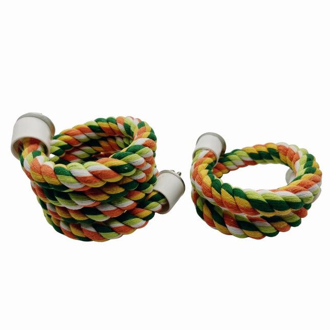 Dual-Length Parrot Climbing Rope Set- 40” & 14” Bendable Cotton Bird Toy with Two-Sides Screws, Chew-Proof & Cage-Mountable for Conures, Cockatiels, Lovebirds (Yellow/Orange/Green/White)