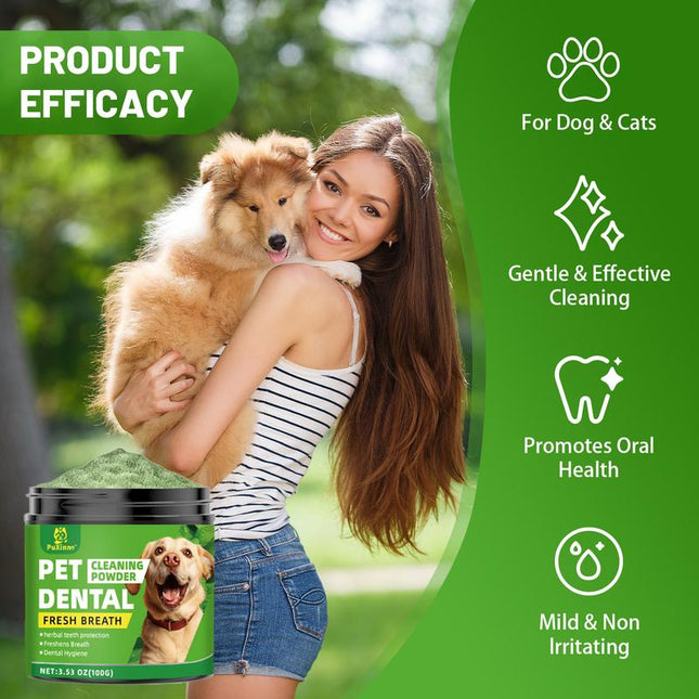 Probiotics Dental Powder for Dogs Pet Dental Cleaning Powder for Dogs & Cats – Removes Tartar & Stains, Freshens Breath, Natural Oral Care Toothpaste Alternative